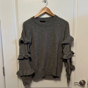 Cozy Gray Ruffle Sleeve Sweater